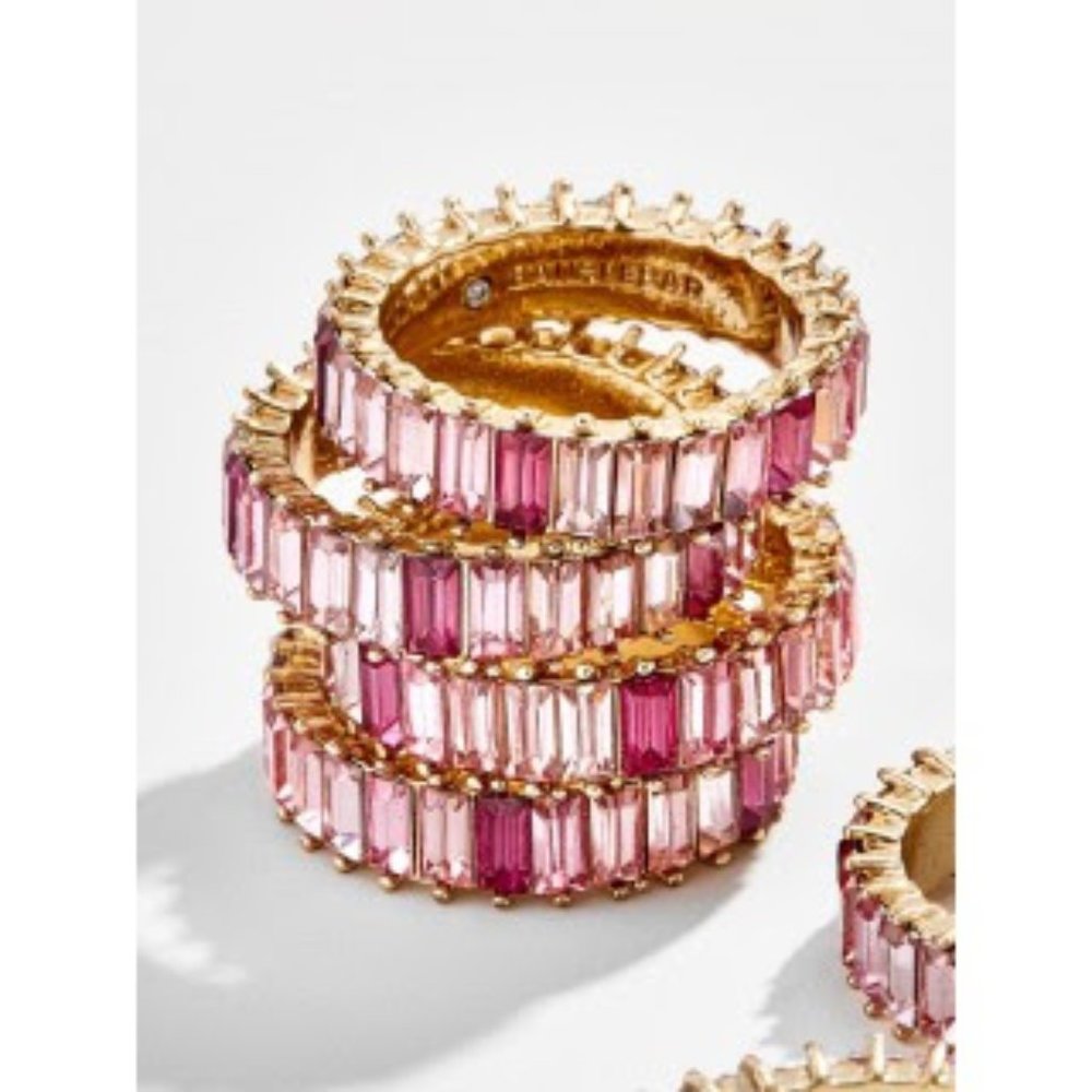 NWT BaubleBar Size 5 Mini Alidia Ring Pink Ombre Gold Tone